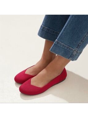 Rothys Red Woman’s Red Round Flat Shoes the acúdete  NEW